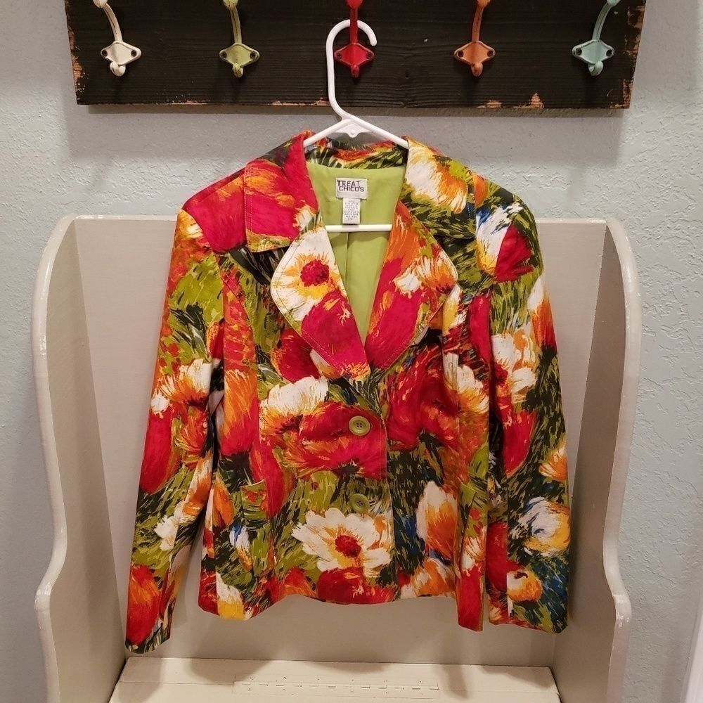 Chico's Bright Floral Jacket Size 1 or M